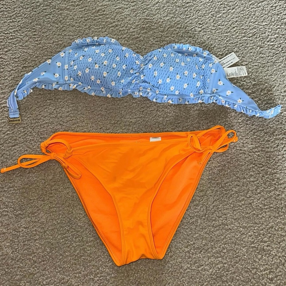 Hollister Blue and Orange Bikini Set